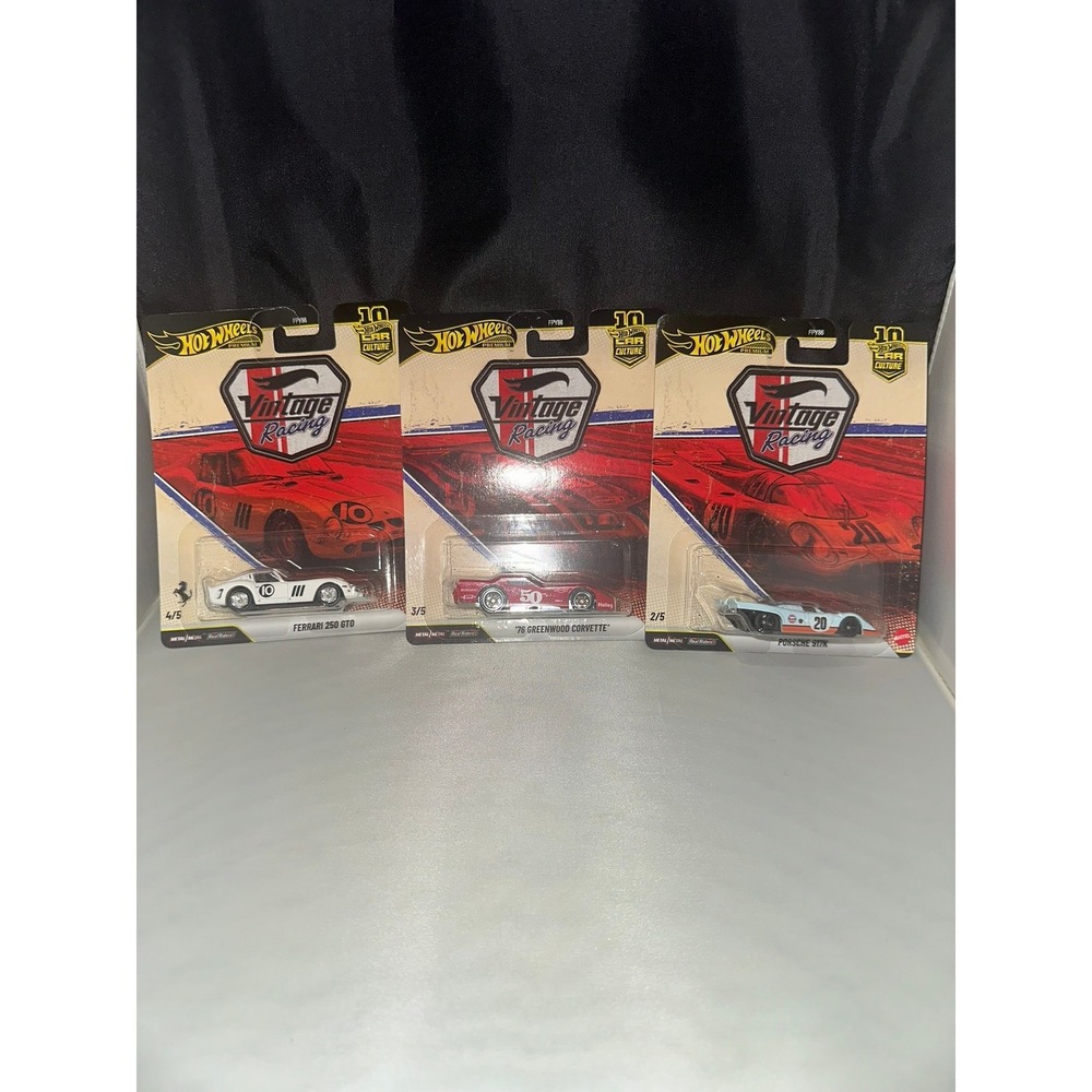 Hot Wheels Premium Vintage Racing Club Ferrari 250 GTO Porsche 917K Corvette Lot
